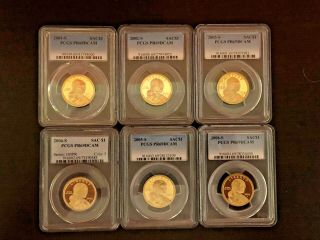 6 Coins Set 2001 - 2006 S $1 Pcgs Pr69 Proof Native American Sacagawea Dollar