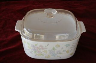 Vintage Corning Ware Pastel Bouquet Casserole Baking Dish 5 Liter A - 5 - B With Lid