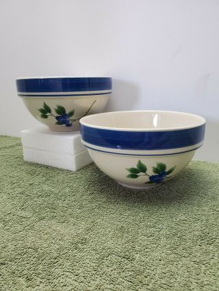 Set Of 2 Ll Bean Blueberry 6 1/4 " Soup Cereal Bowls