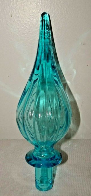 Vintage Blue Glass Decanter Stopper Italian Empoli Genie Bottle - Stopper Only