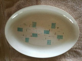 Vintage Vernon Ware By Metlox Heavenly Days Platter Turquoise Squares