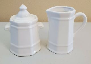 Pfaltzgraff Heritage White Sugar Bowl And Creamer Set - - - Made In Usa
