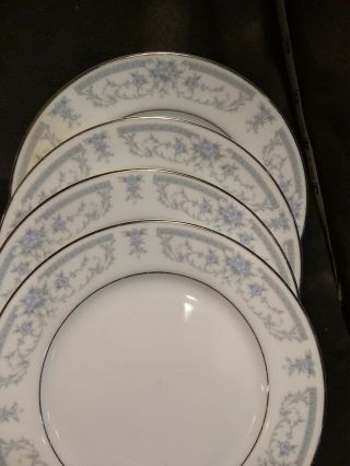 Sheffield Porcelain Blue Whisper 1985 China Round Platinum 6.  5 " Bread Plates