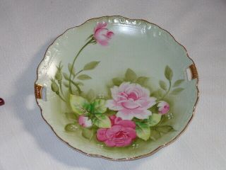 Lovely Lefton China Heritage Rose Handled Cake Plate 3