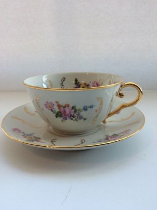 Limoges Veritable Porcelaine Extra Large Teacup And Saucer Floral Pattern