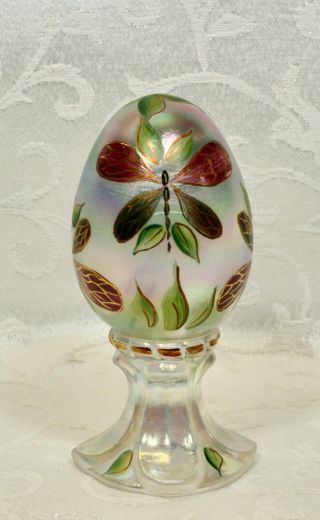 Fenton,  Egg On Stand,  Crystal Clear Iridescent Glass,  Limited Edition.