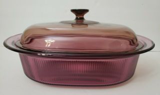 Vision Corning Ware Cookware Cranberry 4 Qt/l Oval Roaster W/ Lid V - 34 - B Hg194