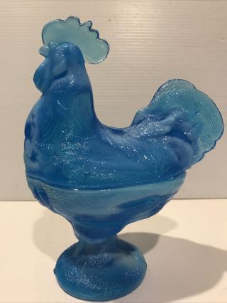 8 3/4 " Glass Portieux Standing Rooster Chicken Candy Dish 2 Tone Color Beauty