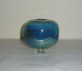 Hand Blown Studio Art Glass Vase By Claude Morin Signed Le Pontil