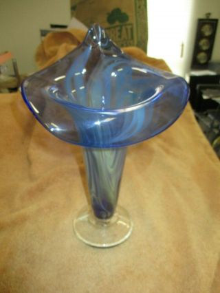Hand Blown Glass Vase From Silver Dollar City Glass Artist Signed 11 1/2 "