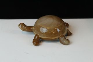 Joe St.  Clair Chocolate Slag Art Glass Turtle Paperweight