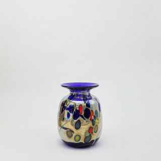 Rick Hunter Signed Pebble Iridescent Art Glass Vase 5 " H,  2003 California Artist