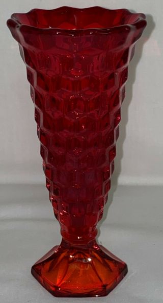 Fostoria American Ruby Red 6 " Flared Bud Vase W/hexagonal Foot