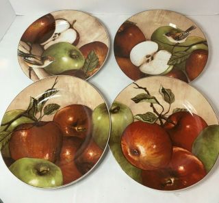 Set Of 4 Sakura David Carter Brown Apple Orchard Luncheon Salad Plates
