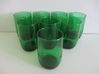 Vintage Forest Green Juice Glasses By Anchor Hocking Roly Poly Set Of 8