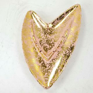 Vintage Pink With Gold Flecks Boomerang Ceramic Ashtray Atomic Mcm Shawnee 13 "