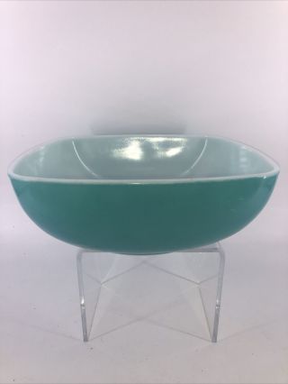Vintage Turquoise Pyrex Large Square Hostess Dish Bowl B525 2.  5 Qt.