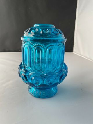Vintage L.  E.  Smith Moon And Stars Blue Glass Fairy Lamp Courting Light