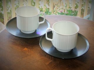 Rosenthal Variations Cups Saucers 4pc White & Black Tapio Wirkkala German 2 5/8 "