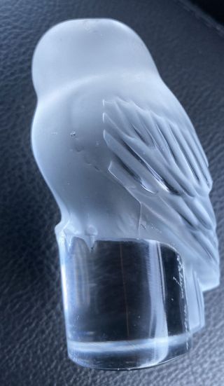 Signed Lalique France Vintage Frosted Crystal Glass Owl Figurine No Cracks/chips 2