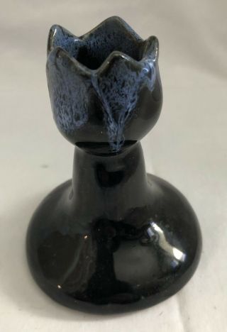 Vintage Anna Van Briggle Black Drip Glaze Candle Holder