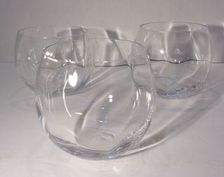 Three Kosta Boda Bertil Vallien Chateau Clear 3¼ " Roly Poly Cocktail Glasses
