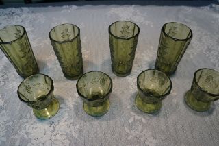 Westmoreland Glass,  4 Water Glasses And 4 Dessert Dishes,  From Grapeville,  Pa