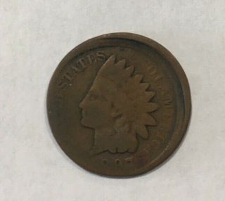 Look 1897 Indian Head Penny One Cent - Off Center Strike Error Coin Start.  99