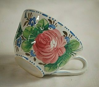 Vintage Italian Hand Painted Art Pottery Coffee Tea Cup Floral Flowers Italy A