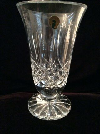 Waterford Lismore Crystal 8.  5 Inch Vase Flared Footed With Sticker And Box