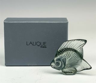Vintage Lalique France Poisson Grey Grise Fish Crystal Figurine Seal Skr