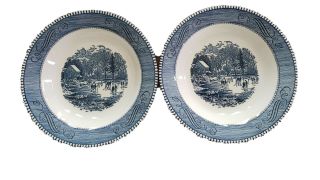 Set Of 2 Currier And Ives 8 " Soup Plates