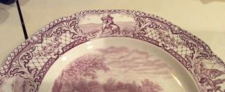 Crown Ducal Colonial Times Mulberry Dinner Plate Penn ' s Treaty w/ Inds.  1661 3
