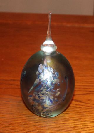 Signed Art Glass Robert Eickholt Iridescent Paperweight Style Perfume Bottle