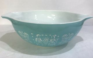 Vintage Pyrex Turquoise 4 Quart Mixing Bowl 444 Amish Butterprint Rooster