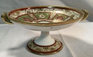 Vintage NIPPON Small Hand Painted Pedestal Candy Nut Dish,  Gold Trim 2