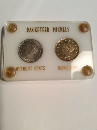 1883 Liberty V Nickel No Cents 2 Coin Racketeer Nickel Set In Holder.