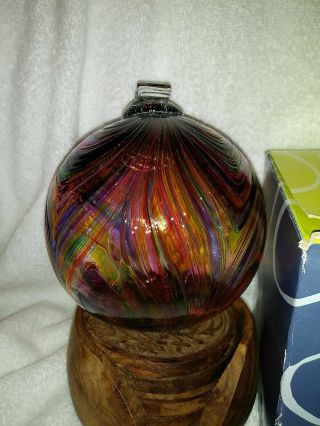 Vintage Kitras Art Glass Canada " Feather Ball " 5” Handblown