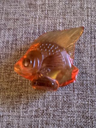 Lalique Amber Crystal Fish