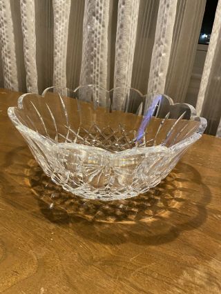 Waterford Crystal Lismore 9” Bowl Old Mark Scalloped Rim