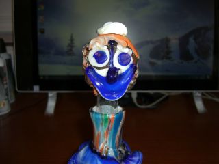 VINTAGE HAND BLOWN MURANO STYLE CLOWN DECANTER WITH STOPPER 2