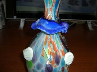 VINTAGE HAND BLOWN MURANO STYLE CLOWN DECANTER WITH STOPPER 3