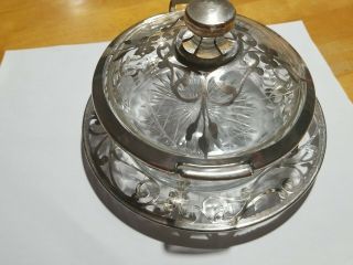 Vintage 3 Piece Heisey Sterling Silver Overlay Candy Dish/Bowl Star Design 2