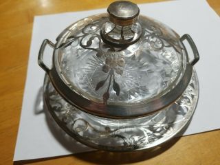 Vintage 3 Piece Heisey Sterling Silver Overlay Candy Dish/Bowl Star Design 3