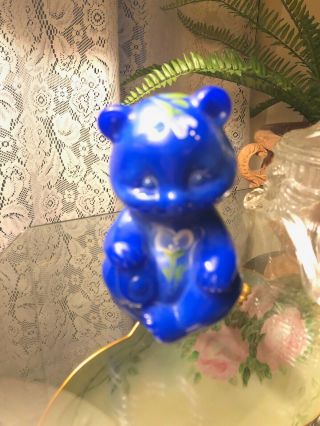 Fenton Periwinkle Blue Hand Painted Bear