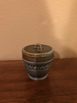 Hand Made Pottery Jar With Screw On Lid - Shamrocks - Made In Ireland - Grey/brown