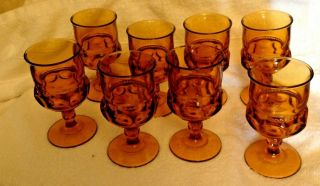 Vintage Indiana Glass Kings Crown Wine Goblets Amber Thumbprint 6 " _8oz