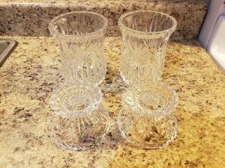 Princess House Etched Leaded Crystal Candle Holders 1 Set with 2 3