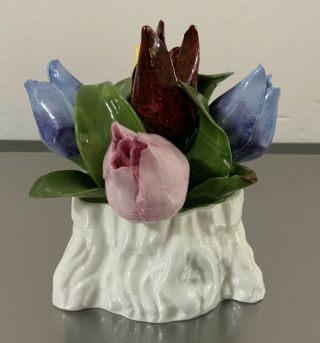 Aynsley England - May Tulip - Basket Fine Bone China Hand Modelled Hand Painted