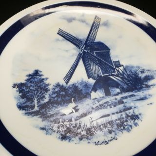Vintage Ter Steege Bv Delft Blauw 7 1/2 " Hand Decorated Blue White Plate Holland